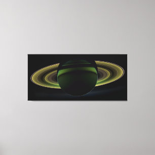 Sun Shining Behind Planet Saturn Casting a Shadow Canvas Print