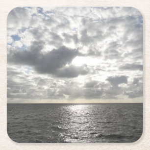 Sun Shining Through Clouds Square Paper Coaster