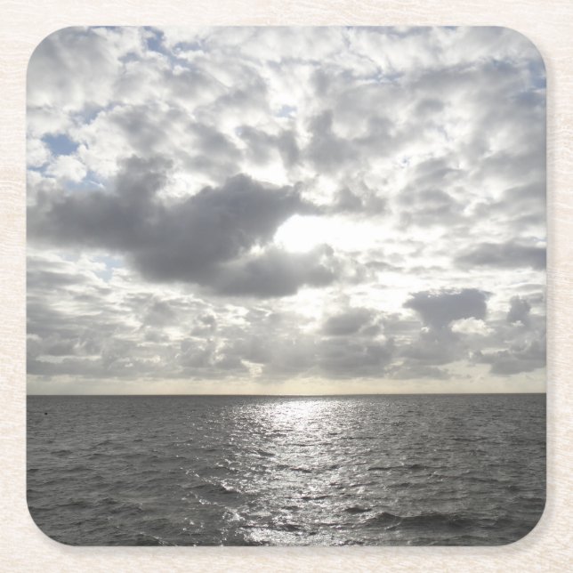 Sun Shining Through Clouds Square Paper Coaster (Front)