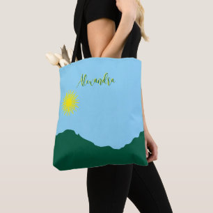 Sun Sky Green Personalised Name Custom  Tote Bag
