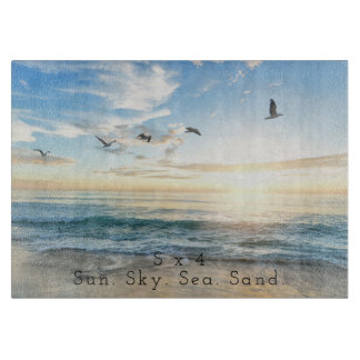 Sun. Sky. Sea. Sand. Beach Scene  Cutting Board