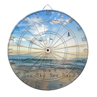Sun. Sky. Sea. Sand. Beach Scene  Dartboard