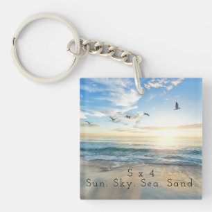 Sun. Sky. Sea. Sand. Beach Scene Key Ring