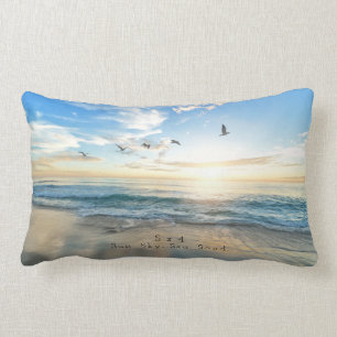 Sun. Sky. Sea. Sand. Beach Scene Lumbar Cushion
