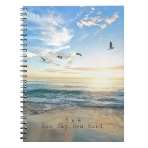 Sun. Sky. Sea. Sand. Beach Scene Notebook