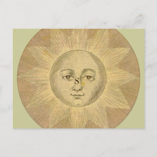 Sun - Solar Detail from Antique Map circa 1780 Postcard