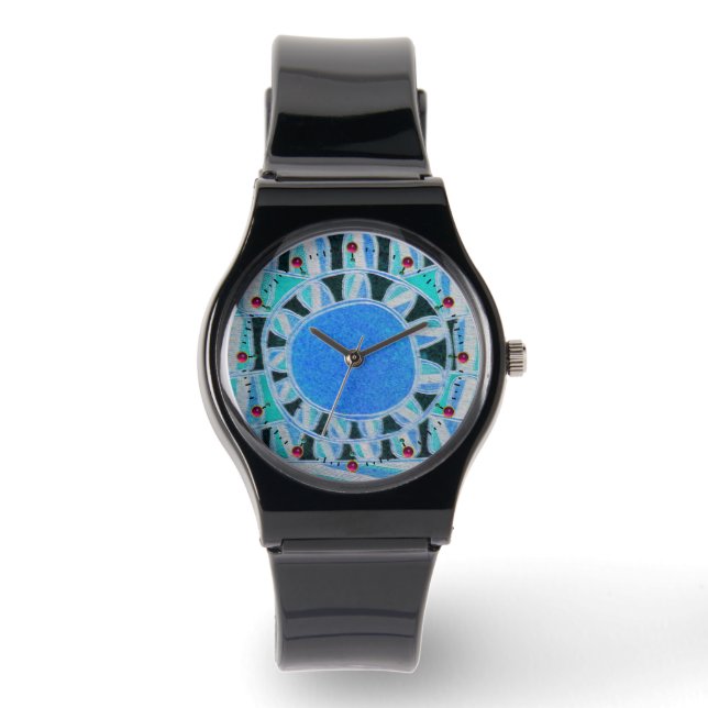 SUN SOLAR ENERGY/ Aqua Blue ,White , Black Watch (Front)