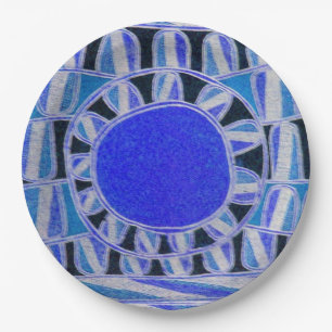 SUN SOLAR ENERGY Blue White Black Paper Plate