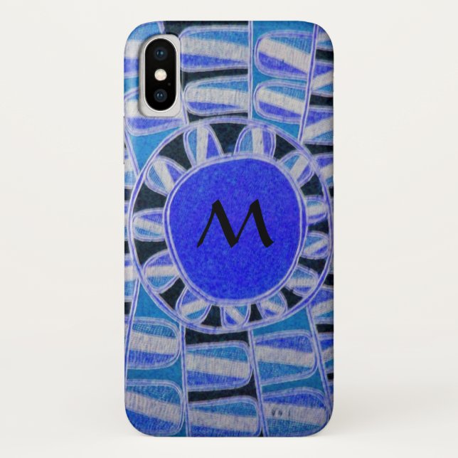 SUN SOLAR ENERGY MONOGRAM Blue White Black Case-Mate iPhone Case (Back)