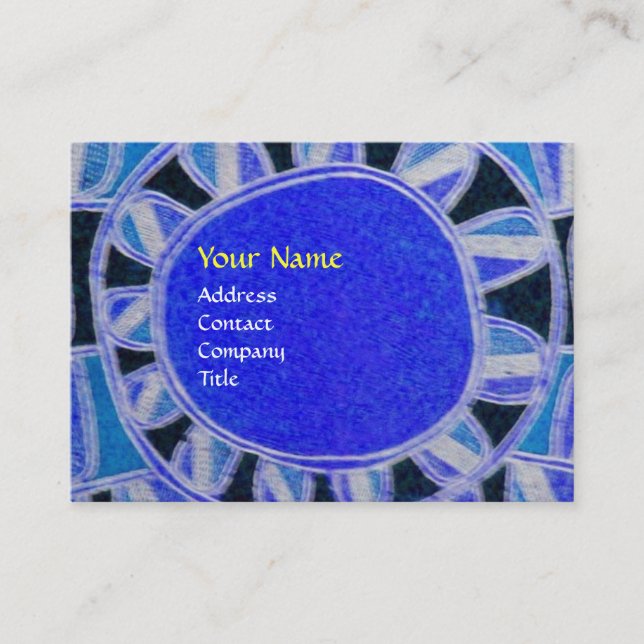 SUN SOLAR ENERGY MONOGRAM blue yellow black Business Card (Front)
