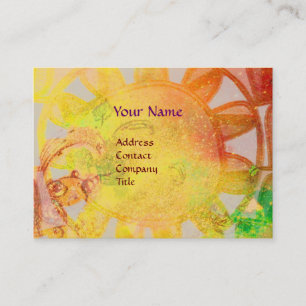 SUN SOLAR ENERGY  MONOGRAM Yellow Blue Brown Business Card