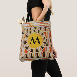 SUN SOLAR ENERGY MONOGRAM Yellow Orange Black Tote Bag