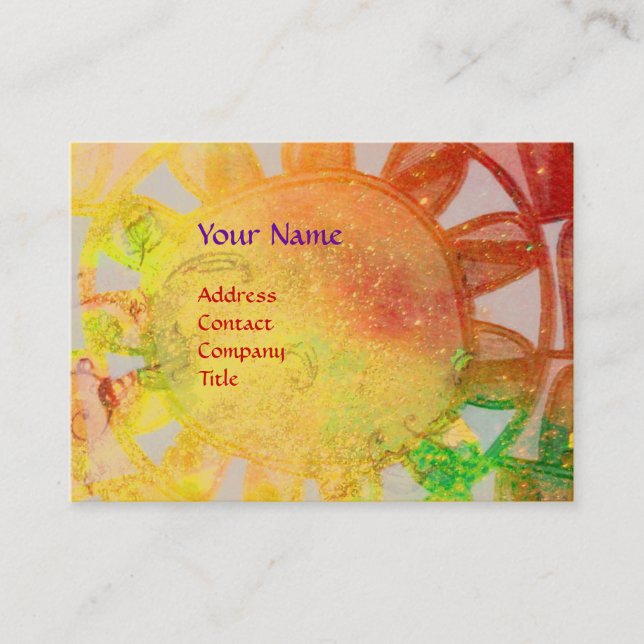 SUN SOLAR ENERGY MONOGRAM yellow orange red black Business Card (Front)