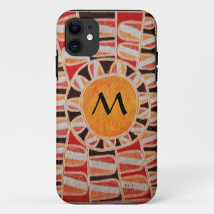 SUN SOLAR ENERGY MONOGRAM yellow orange red black iPhone 11 Case