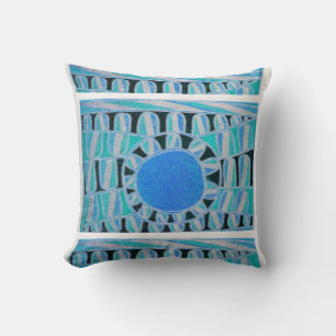 SUN SOLAR ENERGY Teal Blue Black White Cushion