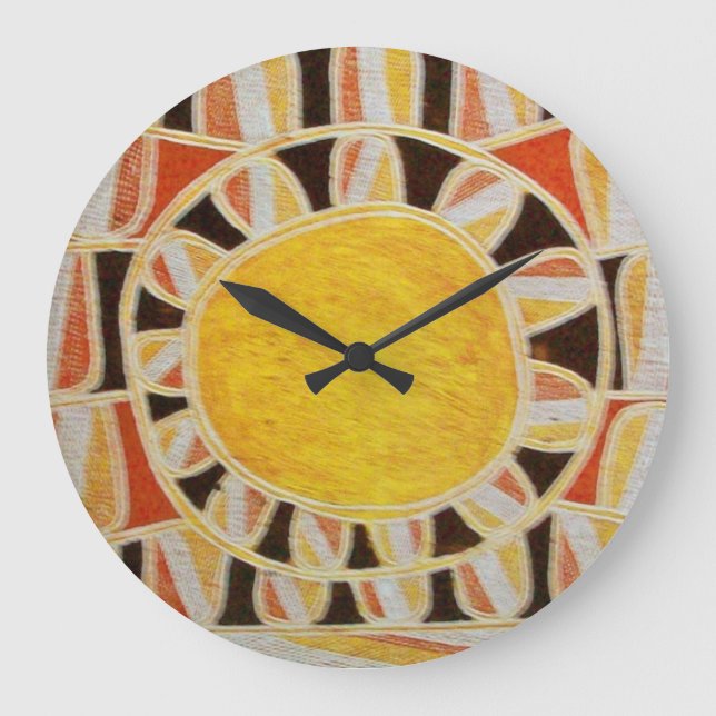 SUN SOLAR ENERGY yellow orange red black Large Clock (Front)