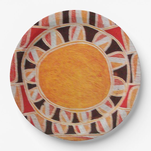 SUN SOLAR ENERGY Yellow Orange Red Black Paper Plate (Front)