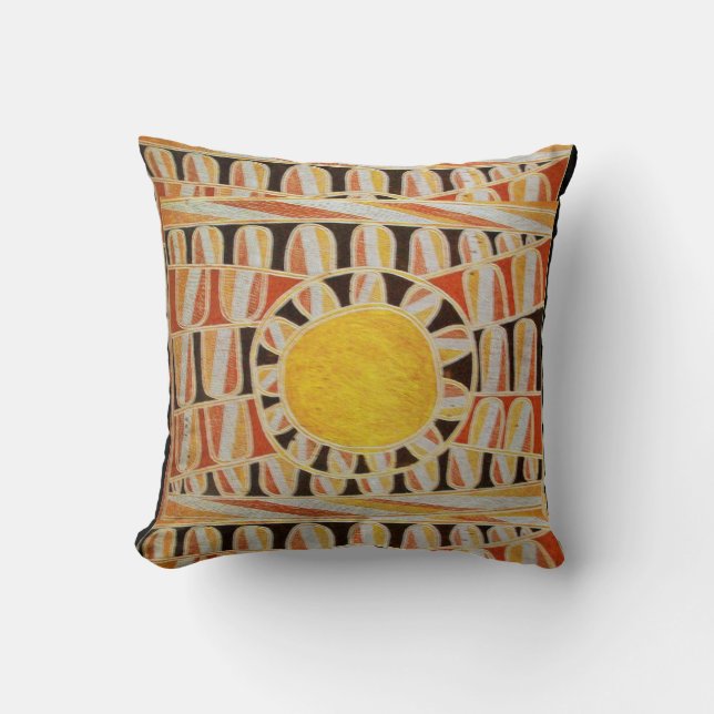 SUN SOLAR ENERGY  Yellow Orange Red Black White Cushion (Front)