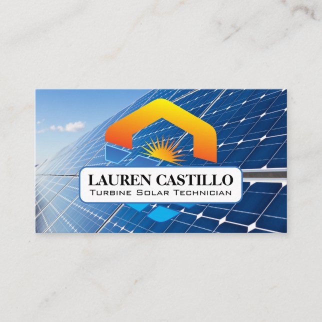 Sun Solar Logo | Energy Panels Business Card (Front)