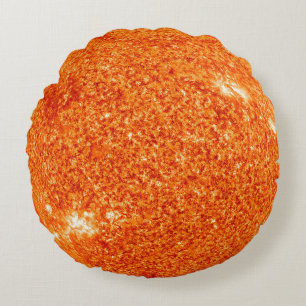 Sun Solar Star Space Solar System Orange Planet Round Cushion