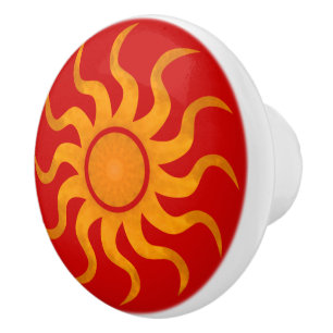 Sun Spicy Red Tile - Large Ceramic Knob