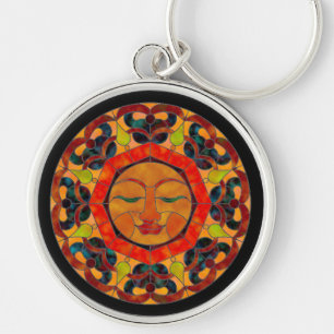 Sun Stained Glass Mandala Key Chain