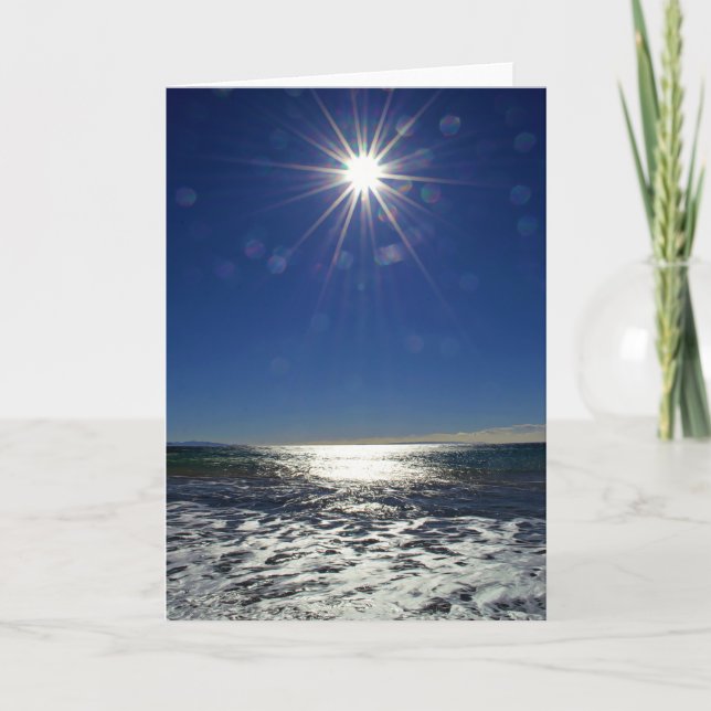 Sun Star Bursting Over the Ocean Note Card (Front)