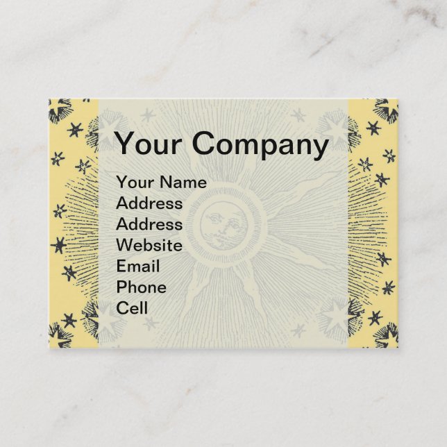 Sun Stars Antique Night Sky Mediaeval Zodiac Business Card (Front)