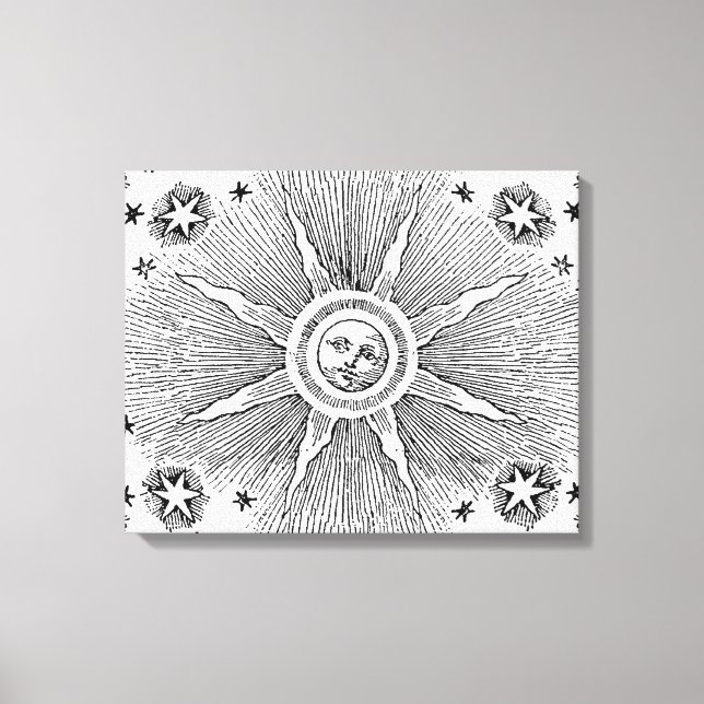 Sun Stars Antique Night Sky Mediaeval Zodiac Canvas Print (Front)
