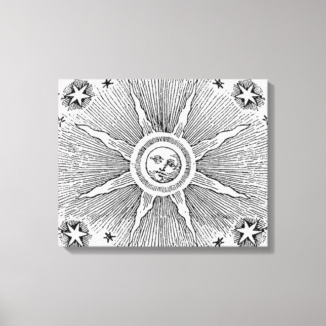 Sun Stars Antique Night Sky Mediaeval Zodiac Canvas Print (Front)