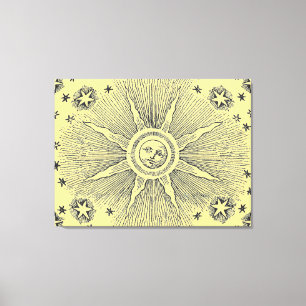 Sun Stars Antique Night Sky Mediaeval Zodiac Canvas Print