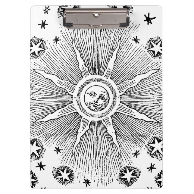 Sun Stars Antique Night Sky Mediaeval Zodiac Clipboard (Front)