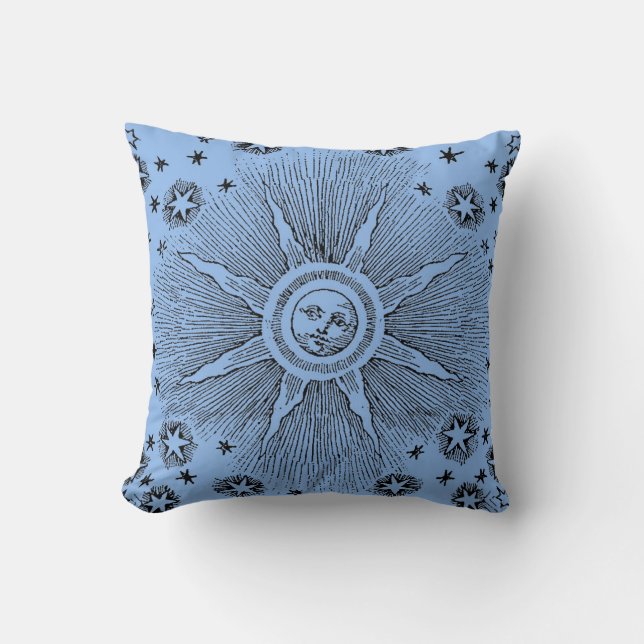 Sun Stars Antique Night Sky Mediaeval Zodiac Cushion (Front)