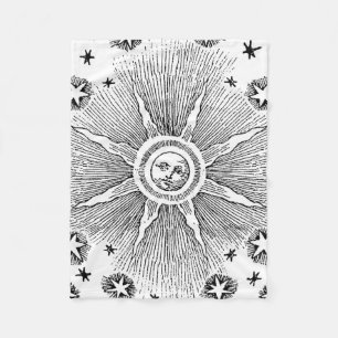 Sun Stars Antique Night Sky Mediaeval Zodiac Fleece Blanket