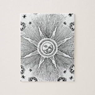 Sun Stars Antique Night Sky Mediaeval Zodiac Jigsaw Puzzle