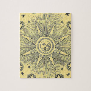 Sun Stars Antique Night Sky Mediaeval Zodiac Jigsaw Puzzle