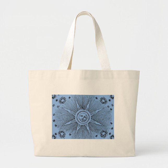 Sun Stars Antique Night Sky Mediaeval Zodiac Large Tote Bag (Front)
