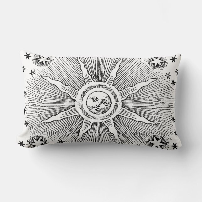 Sun Stars Antique Night Sky Mediaeval Zodiac Lumbar Cushion (Front)