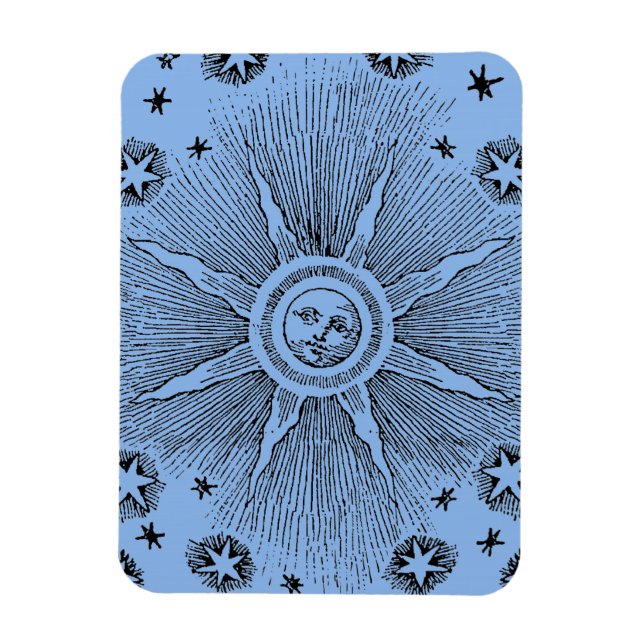 Sun Stars Antique Night Sky Mediaeval Zodiac Magnet (Vertical)