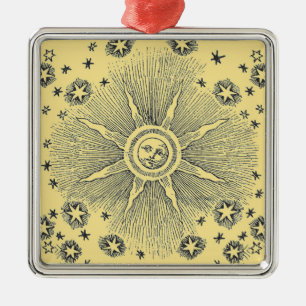 Sun Stars Antique Night Sky Mediaeval Zodiac Metal Tree Decoration