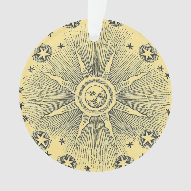 Sun Stars Antique Night Sky Mediaeval Zodiac Ornament (Front)