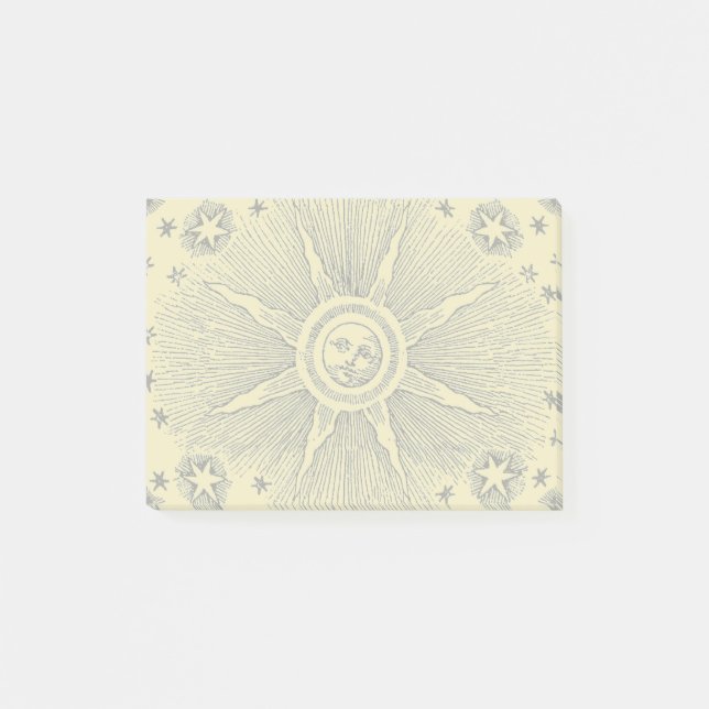 Sun Stars Antique Night Sky Mediaeval Zodiac Post-it Notes (Front)