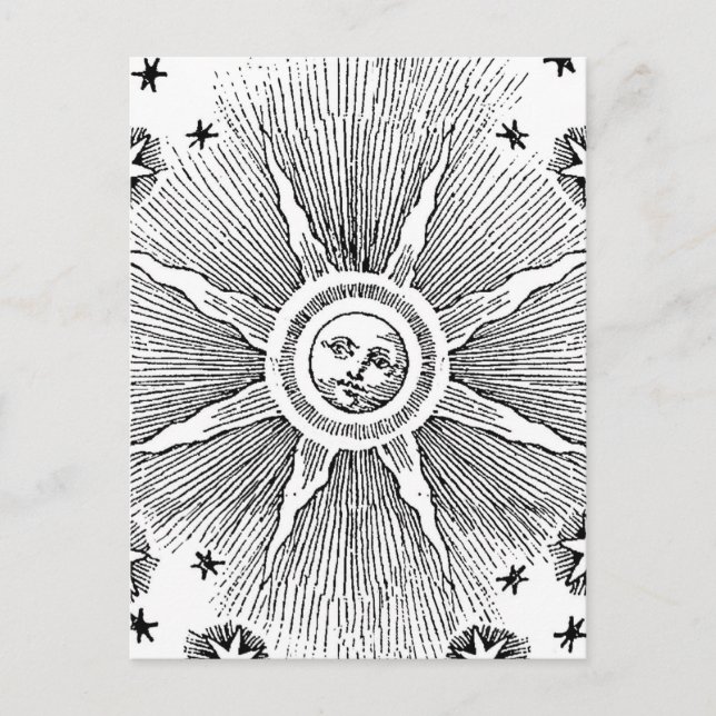 Sun Stars Antique Night Sky Mediaeval Zodiac Postcard (Front)