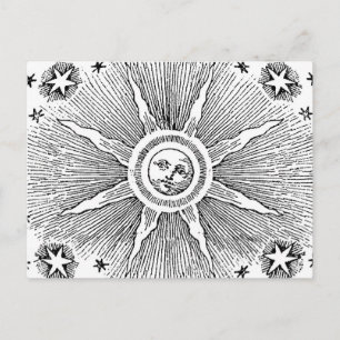 Sun Stars Antique Night Sky Mediaeval Zodiac Postcard