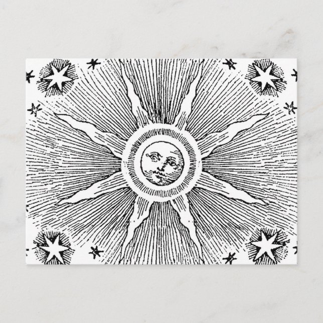 Sun Stars Antique Night Sky Mediaeval Zodiac Postcard (Front)