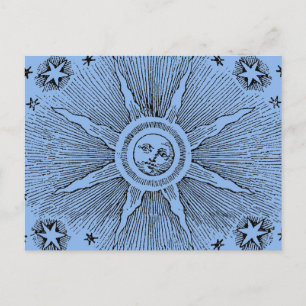 Sun Stars Antique Night Sky Mediaeval Zodiac Postcard