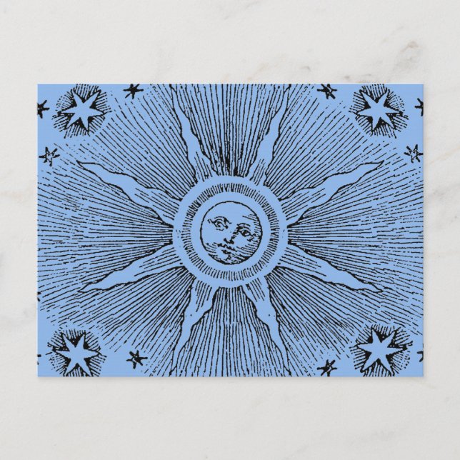 Sun Stars Antique Night Sky Mediaeval Zodiac Postcard (Front)