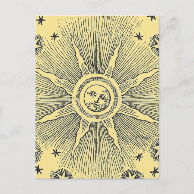 Sun Stars Antique Night Sky Mediaeval Zodiac Postcard (Front)