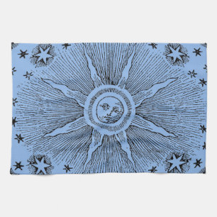 Sun Stars Antique Night Sky Mediaeval Zodiac Tea Towel
