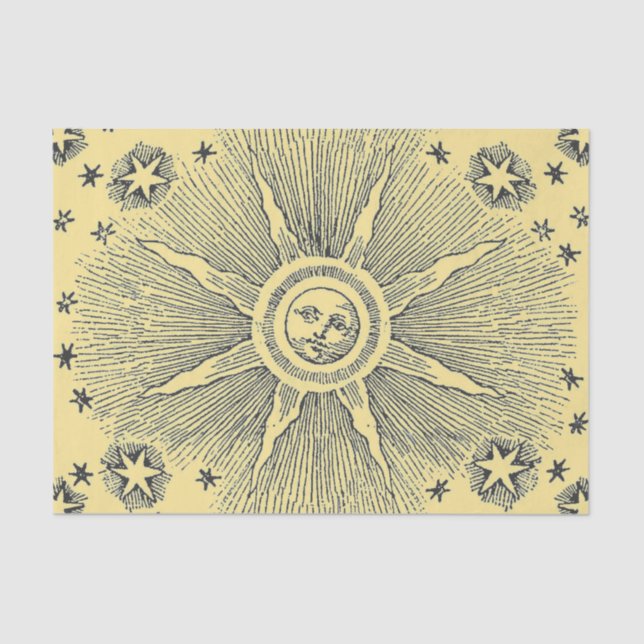 Sun Stars Antique Night Sky Mediaeval Zodiac Tissue Paper (Front)